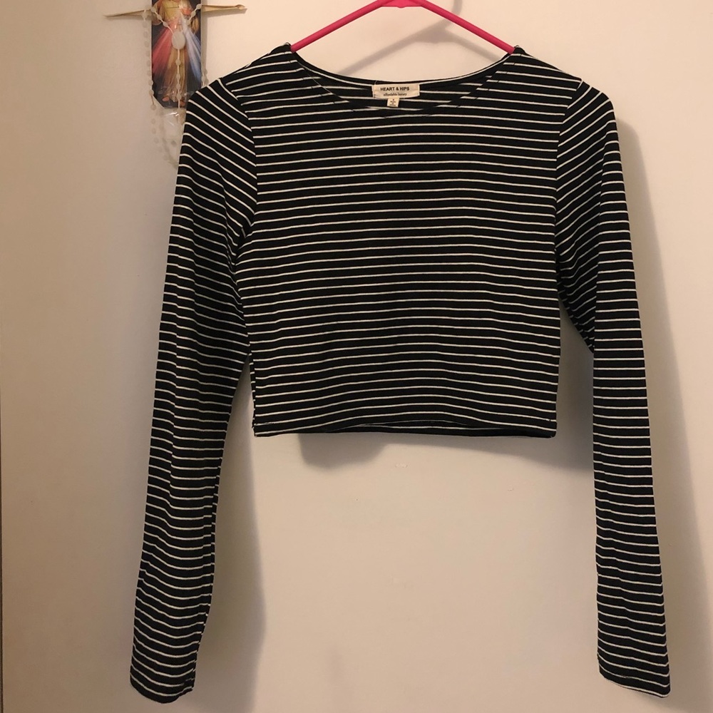 Striped Long sleeve Crop Top